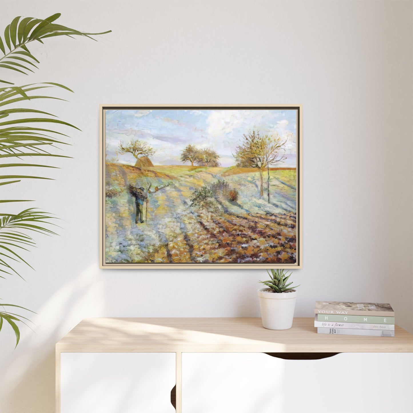 Pissarro, Camille - Hoarfrost (1873) - Matte Canvas, Framed