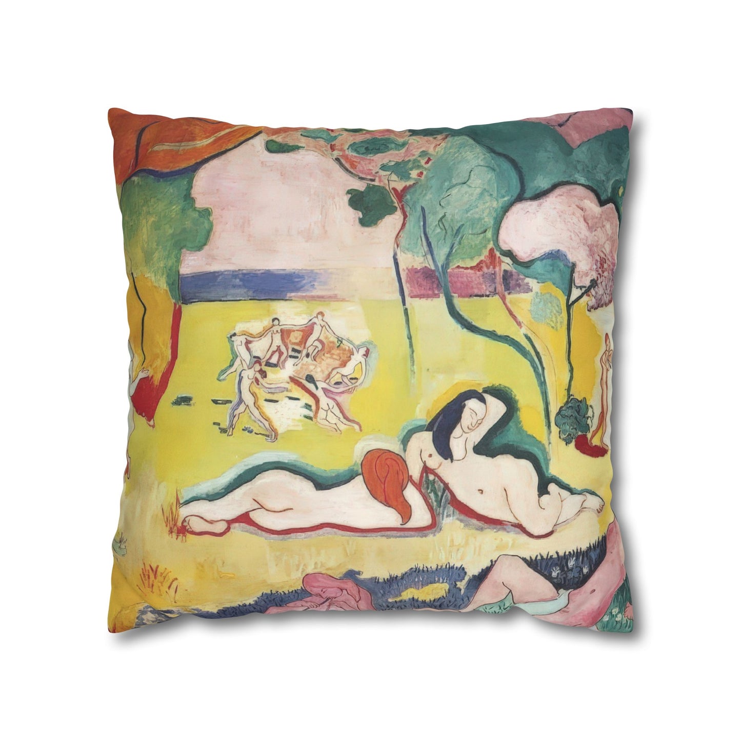 Matisse, Henri - The Joy of Life (1905) - Suede Square Pillowcase