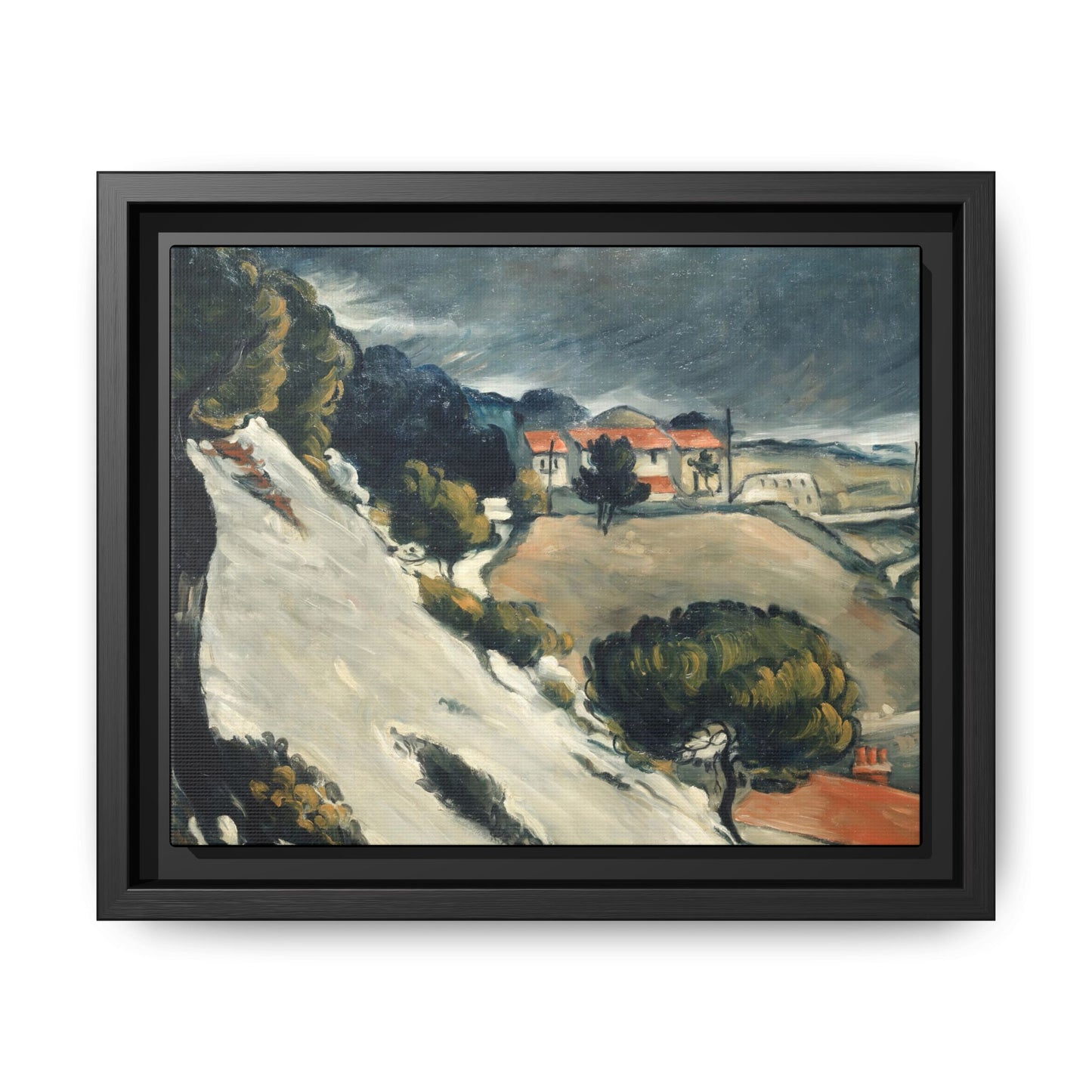Cézanne, Paul - L’Estaque, Melting Snow (1870) - Matte Canvas, Framed