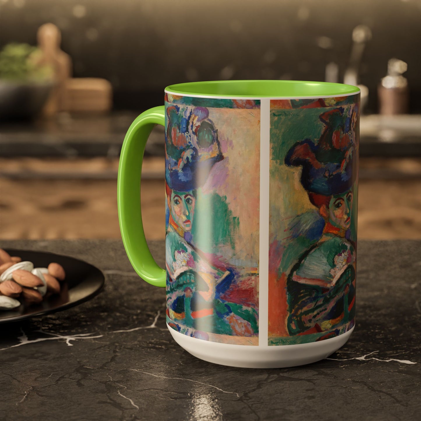 Matisse, Henri - Woman with a Hat (1905) - Colorful Accent Mugs