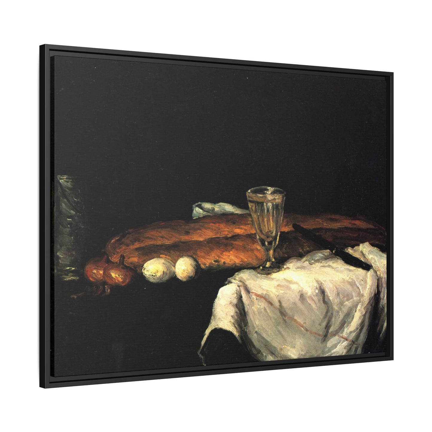 Cézanne, Paul - Still Life with Bread and Eggs (1865) - Matte Canvas, Framed