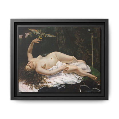Courbet, Gustave - Woman with a Parrot (1866) - Matte Canvas, Framed