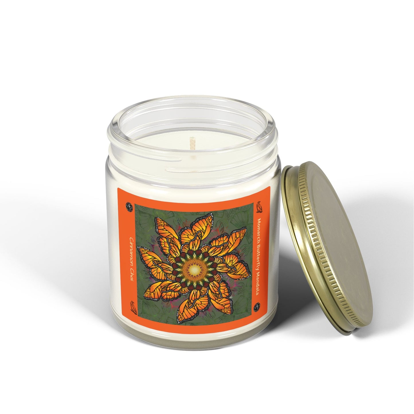 Monarch Butterly Mandala Scented Candle - Cinnamon  Chai (4oz, 9oz)