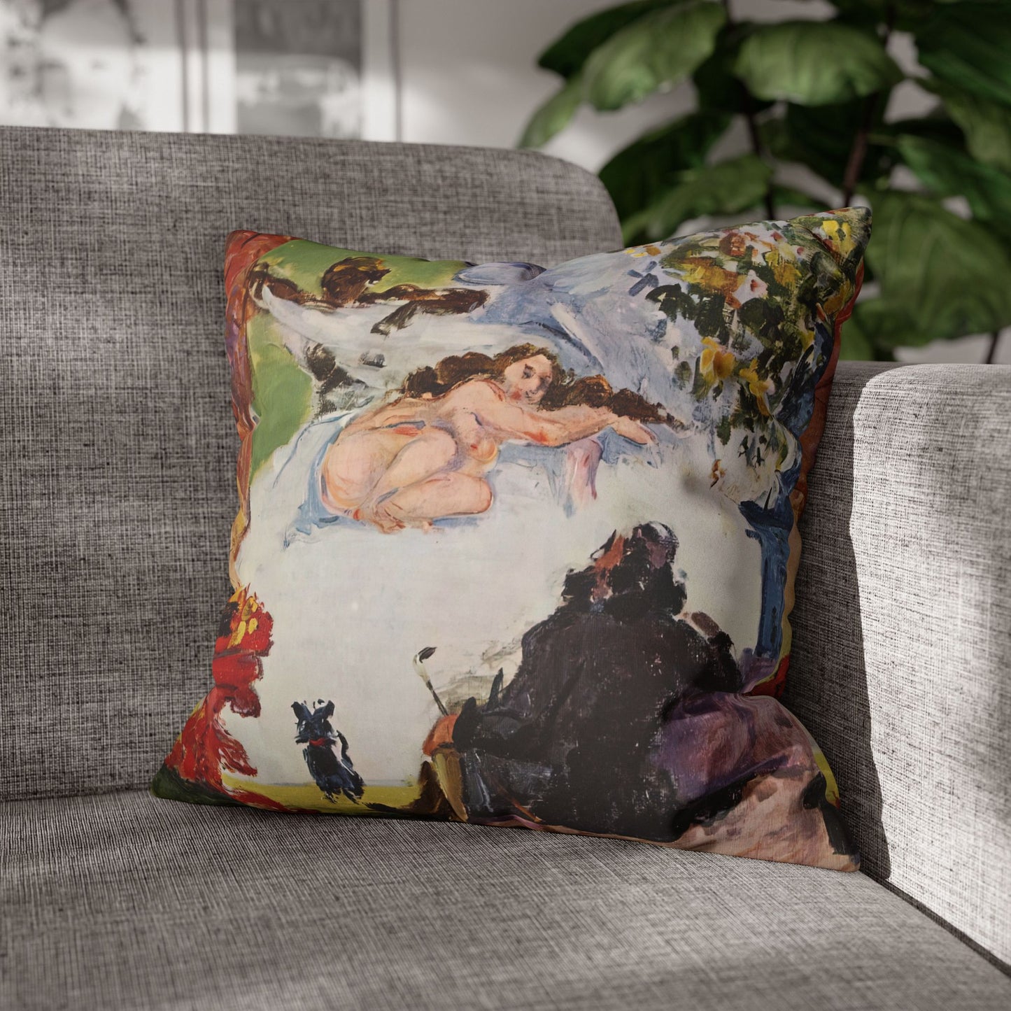 Cézanne, Paul - A Modern Olympia (1874) - Suede Square Pillowcase