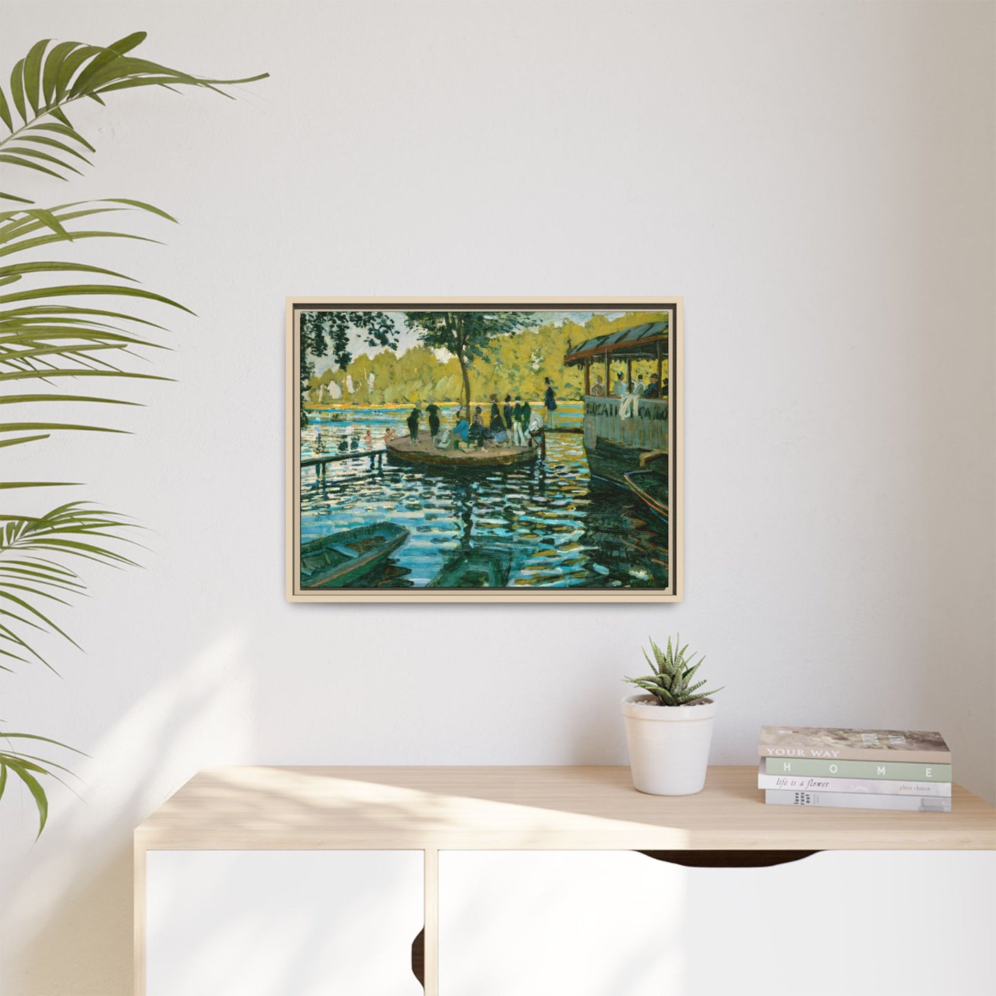Monet, Claude - La Grenouillere (1869) - Matte Canvas, Framed