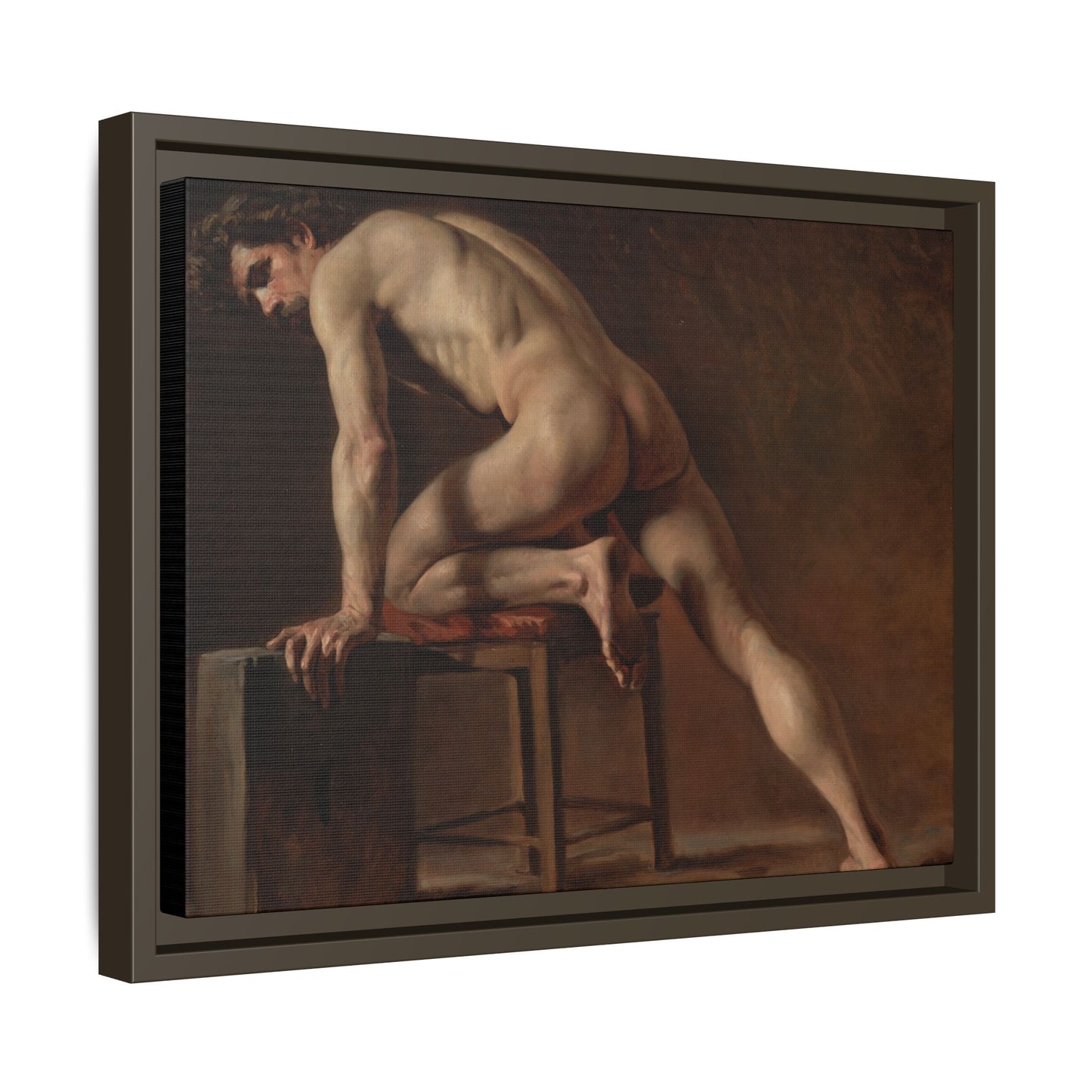 Courbet, Gustave - Study of a Nude Man (1840) - Matte Canvas, Framed
