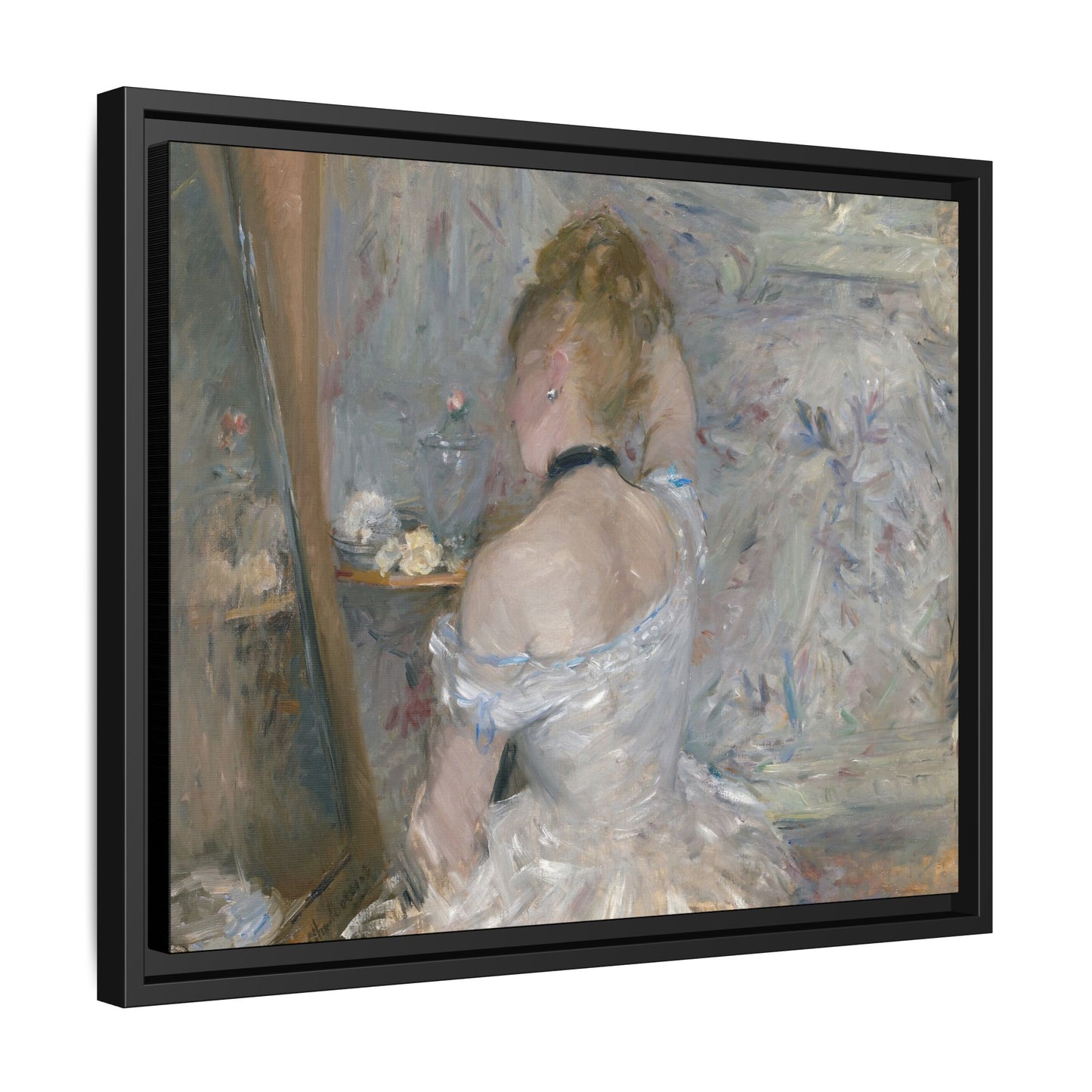 Morisot, Berthe - Woman at Her Toilette (1880) - Matte Canvas, Framed