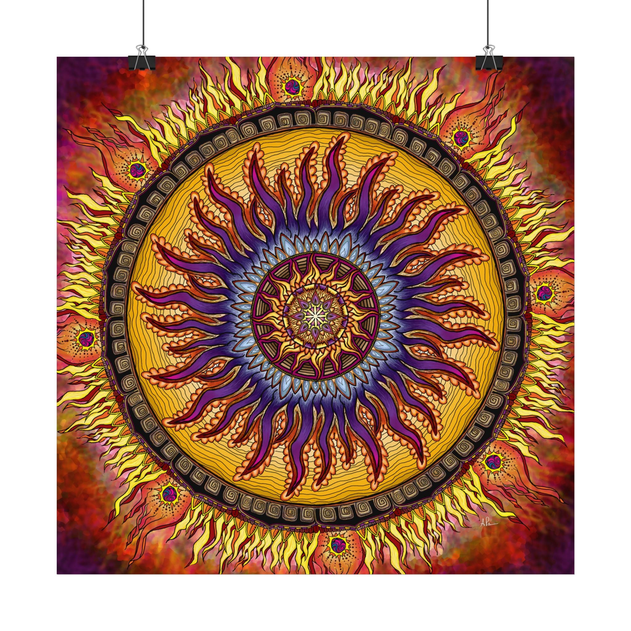 Solar Disc Mandala - Satin Poster