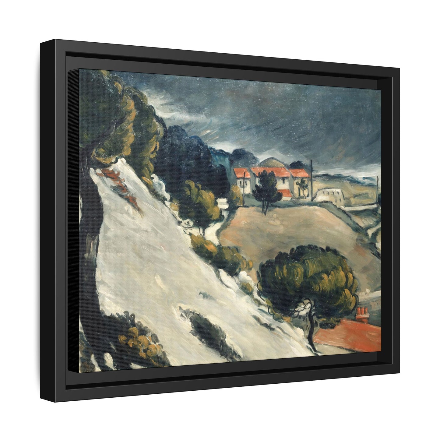Cézanne, Paul - L’Estaque, Melting Snow (1870) - Matte Canvas, Framed