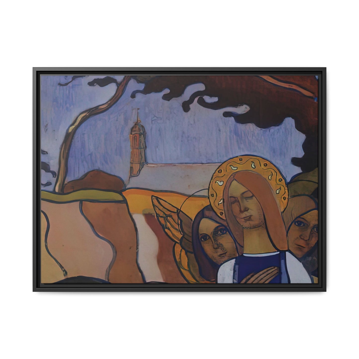 Filiger, Charles - Virgin and Two Angels (1895) - Matte Canvas, Framed
