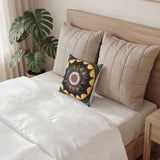 Obsidian Grandmothers Mandala - Poly Velvet Pillow