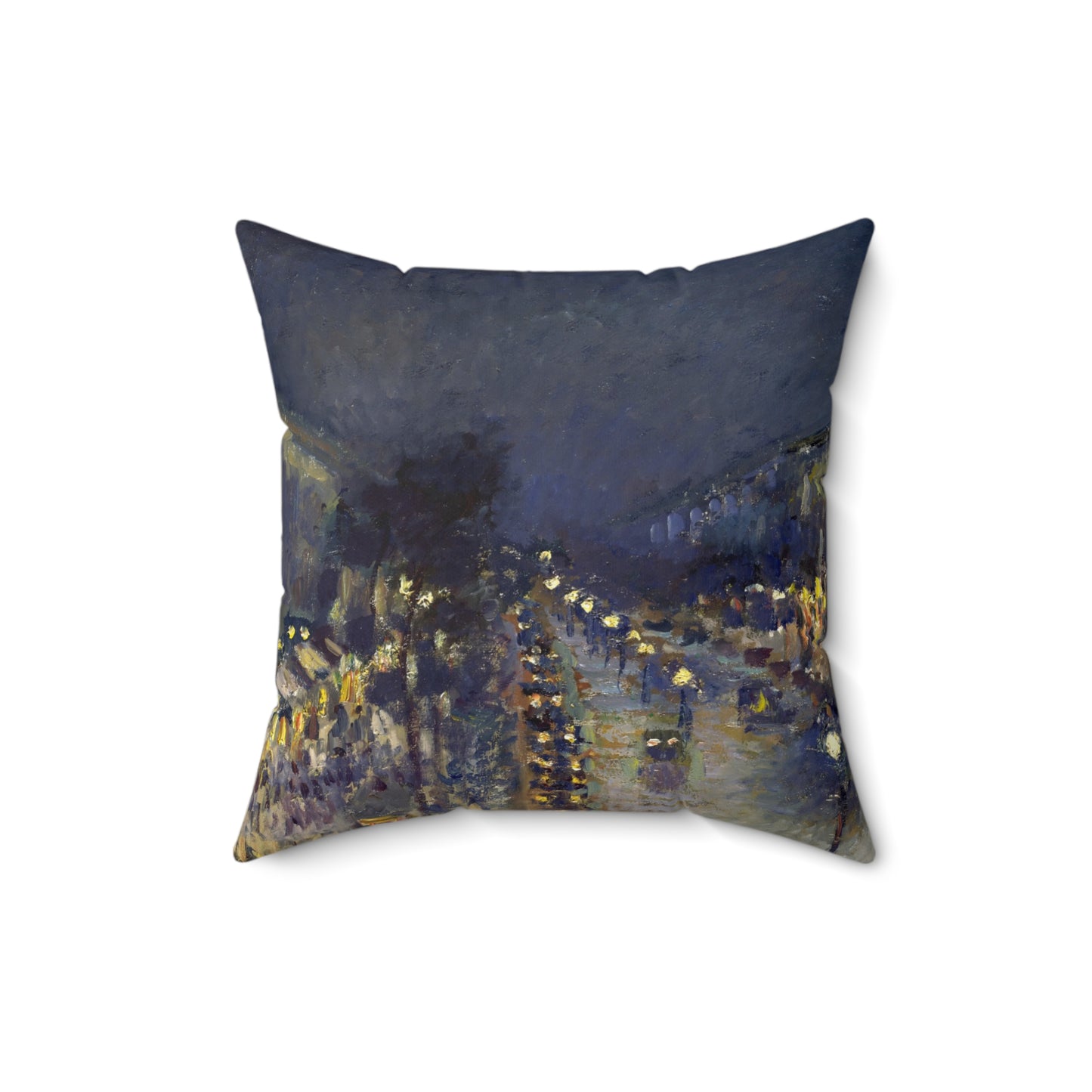 Pissarro, Camille - The Boulevard Montmartre At Night (1897) - Suede Square Pillow
