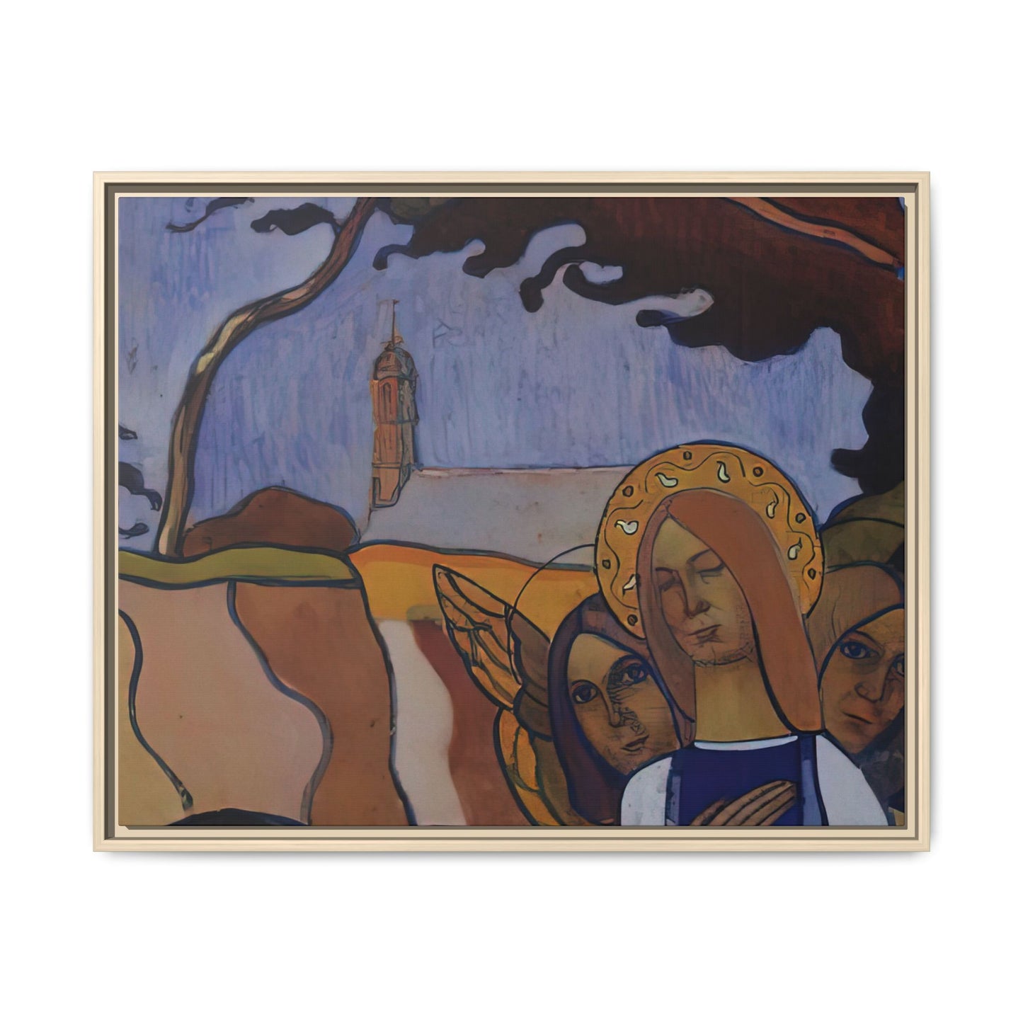 Filiger, Charles - Virgin and Two Angels (1895) - Matte Canvas, Framed