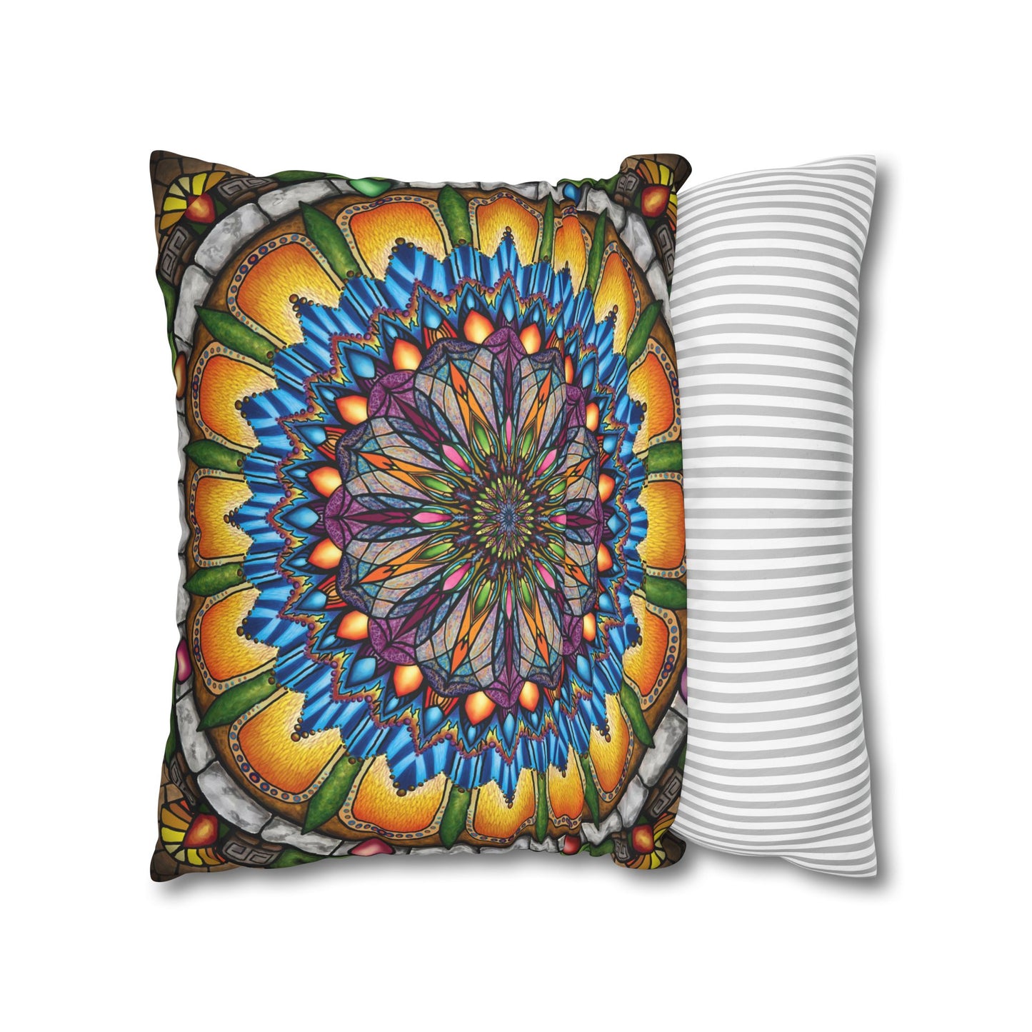Pacio, Adam - Emerald Arrows Mandala - Suede Square Pillowcase