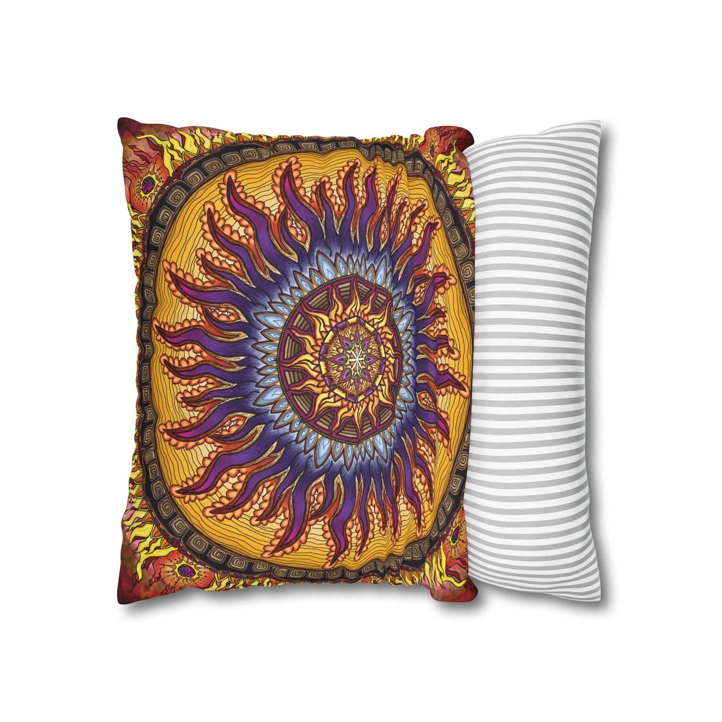 Pacio, Adam - Solar Disc Mandala - Suede Square Pillowcase