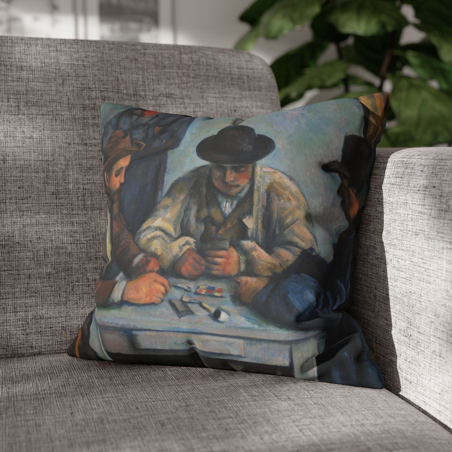 Cézanne, Paul - The Card Players (1892) - Faux Suede Square Pillowcase