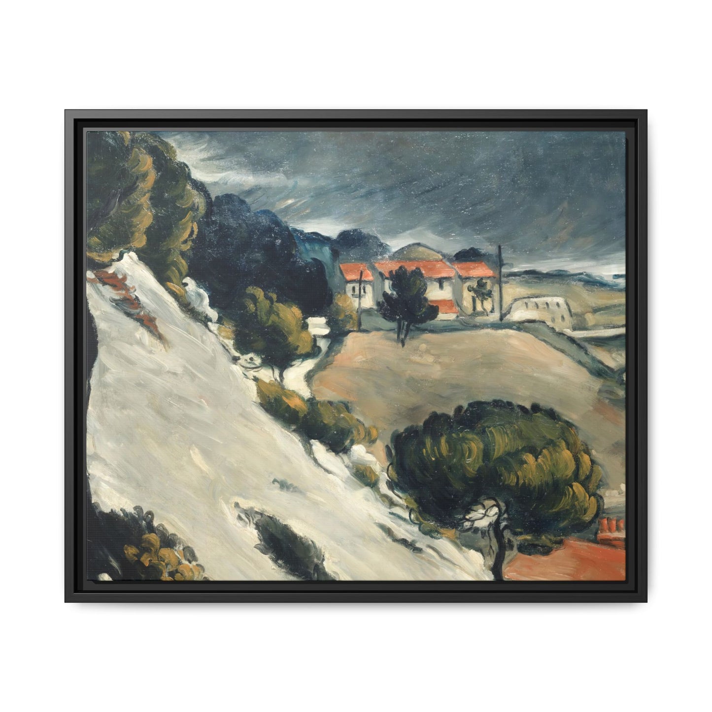 Cézanne, Paul - L’Estaque, Melting Snow (1870) - Matte Canvas, Framed