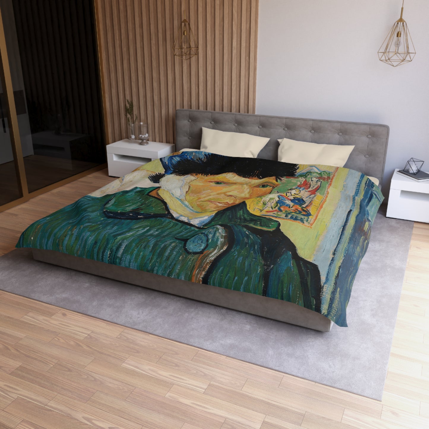 Van Gogh, Vincent - Self Portrait with Bandaged Ear (1889) - Microfiber Duvet Cover