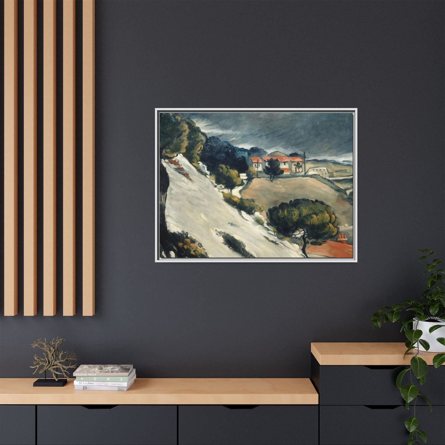 Cézanne, Paul - L’Estaque, Melting Snow (1870) - Matte Canvas, Framed