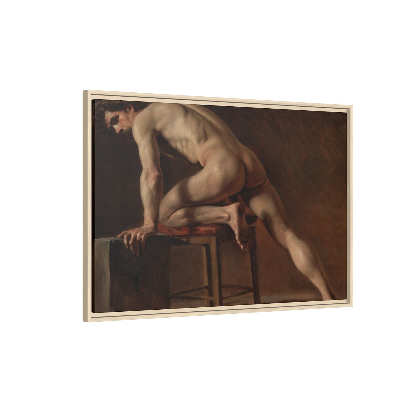 Courbet, Gustave - Study of a Nude Man (1840) - Matte Canvas, Framed