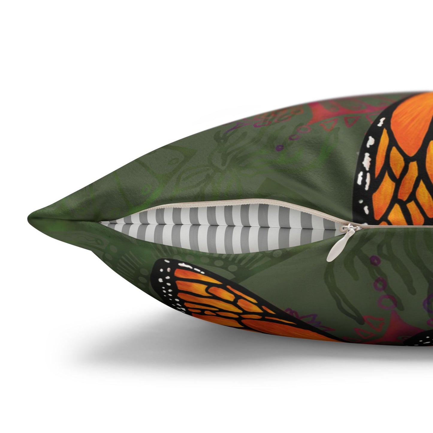 Monarch Butterfly Mandala - Faux Suede Square Pillowcase
