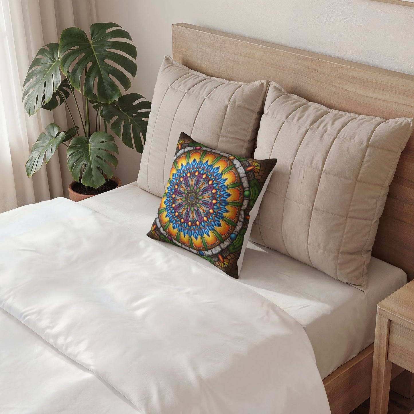 Pacio, Adam - Emerald Arrows Mandala - Poly Velvet Pillow