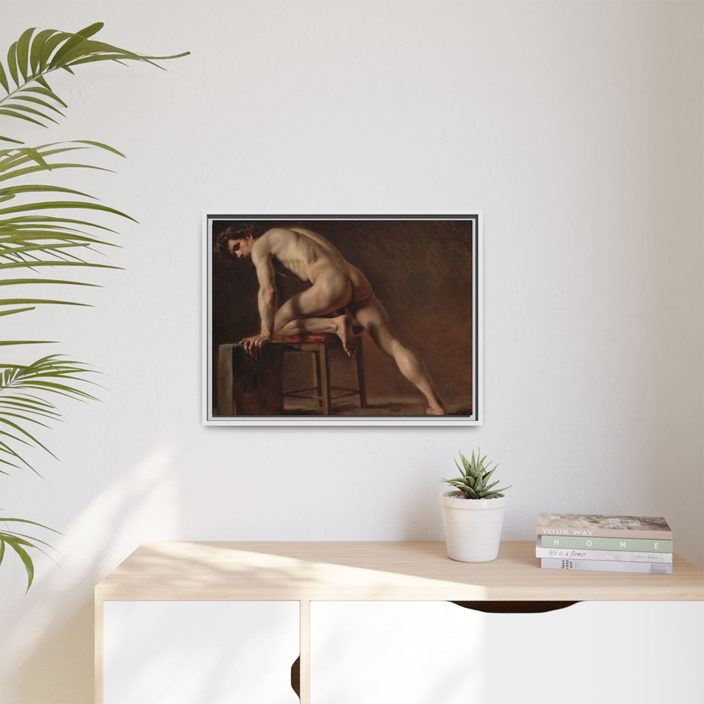 Courbet, Gustave - Study of a Nude Man (1840) - Matte Canvas, Framed