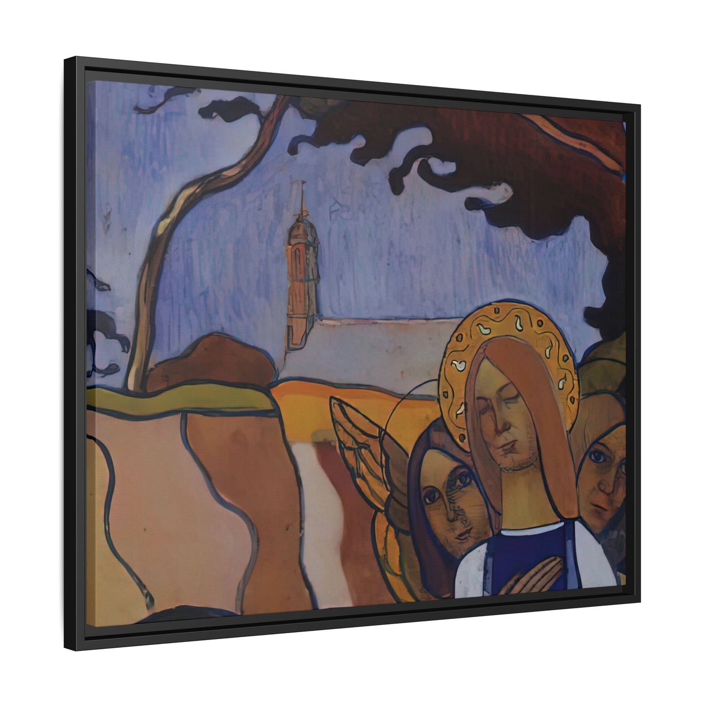 Filiger, Charles - Virgin and Two Angels (1895) - Matte Canvas, Framed