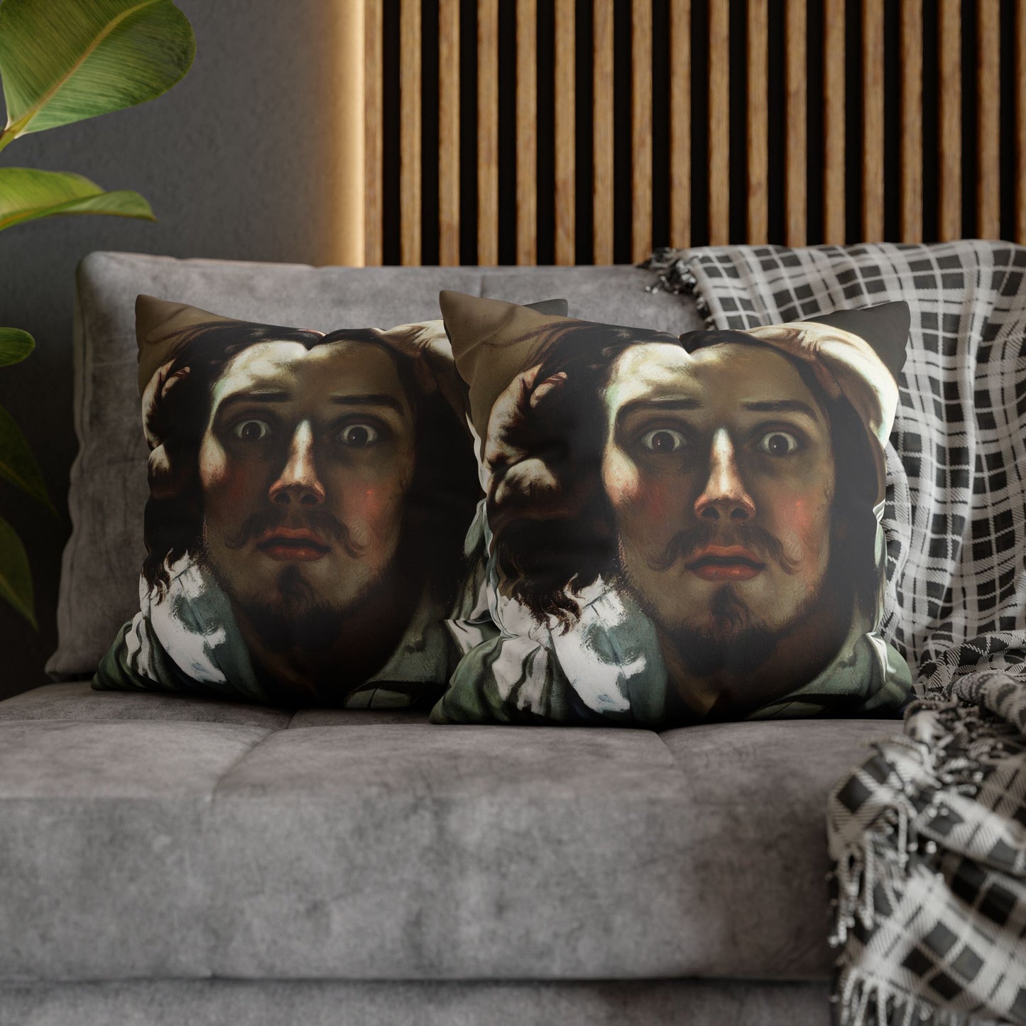 Courbet, Gustave - The Desperate Man (1843) - Suede Square Pillowcase