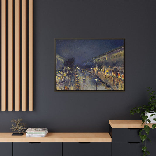 Pissarro, Camille - The Boulevard Montmartre At Night (1897) - Matte Canvas, Framed