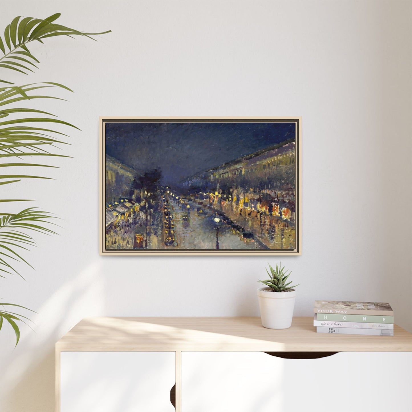 Pissarro, Camille - The Boulevard Montmartre At Night (1897) - Matte Canvas, Framed