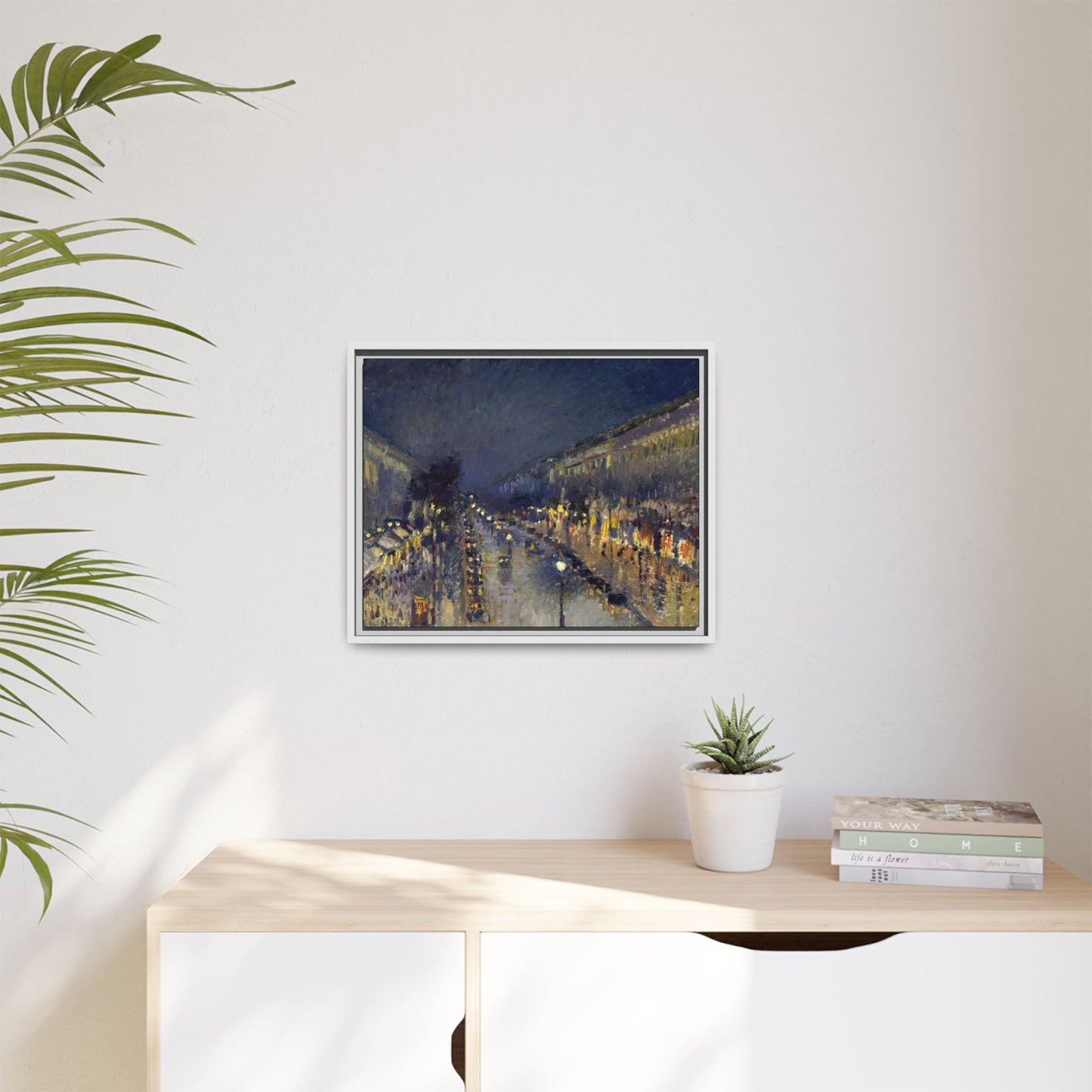 Pissarro, Camille - The Boulevard Montmartre At Night (1897) - Matte Canvas, Framed