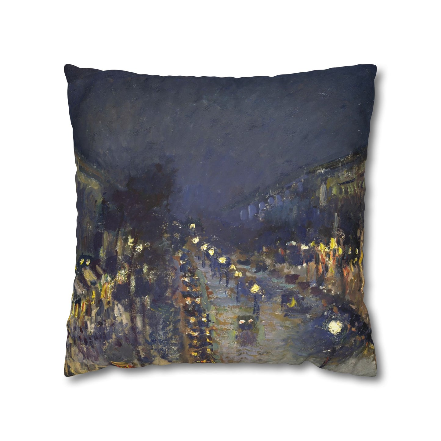 Pissarro, Camille - The Boulevard Montmartre At Night (1897) - Suede Square Pillowcase