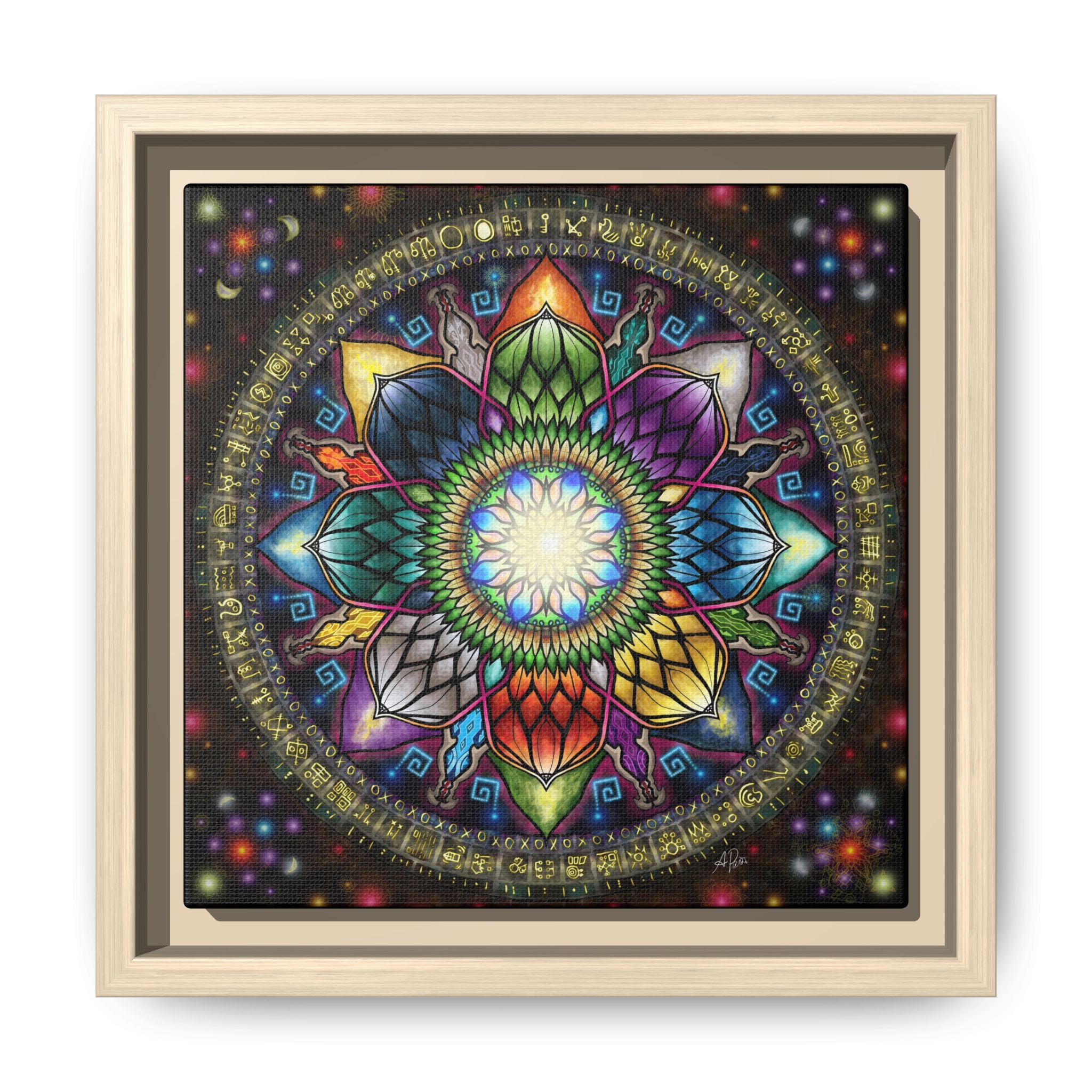 Mystic Jewel Mandala - Framed Canvas