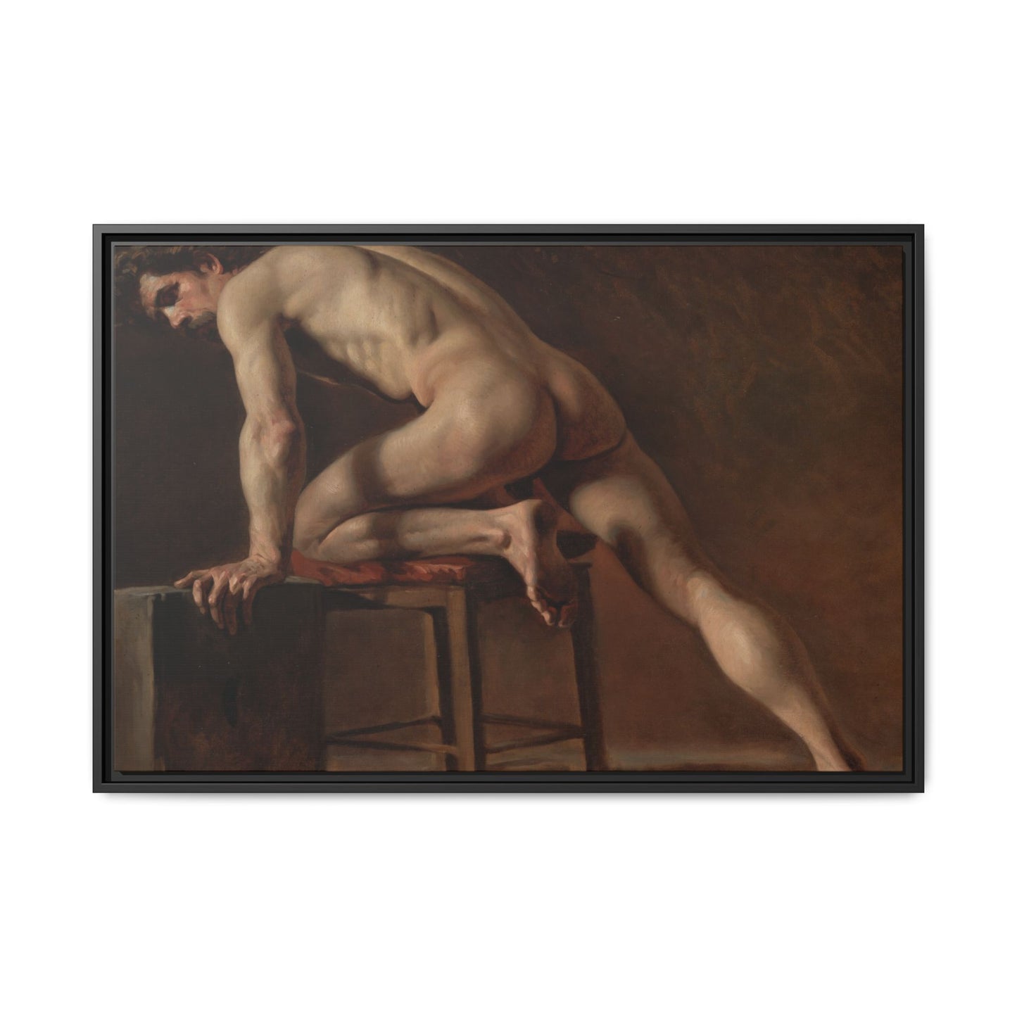 Courbet, Gustave - Study of a Nude Man (1840) - Matte Canvas, Framed