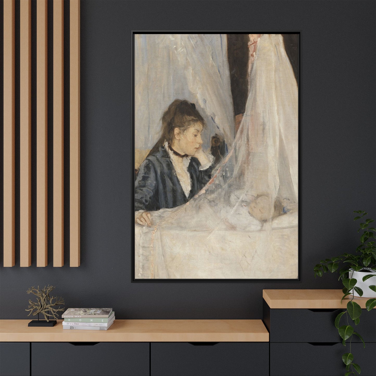 Morisot, Berthe - The Cradle (1872) - Matte Canvas, Framed