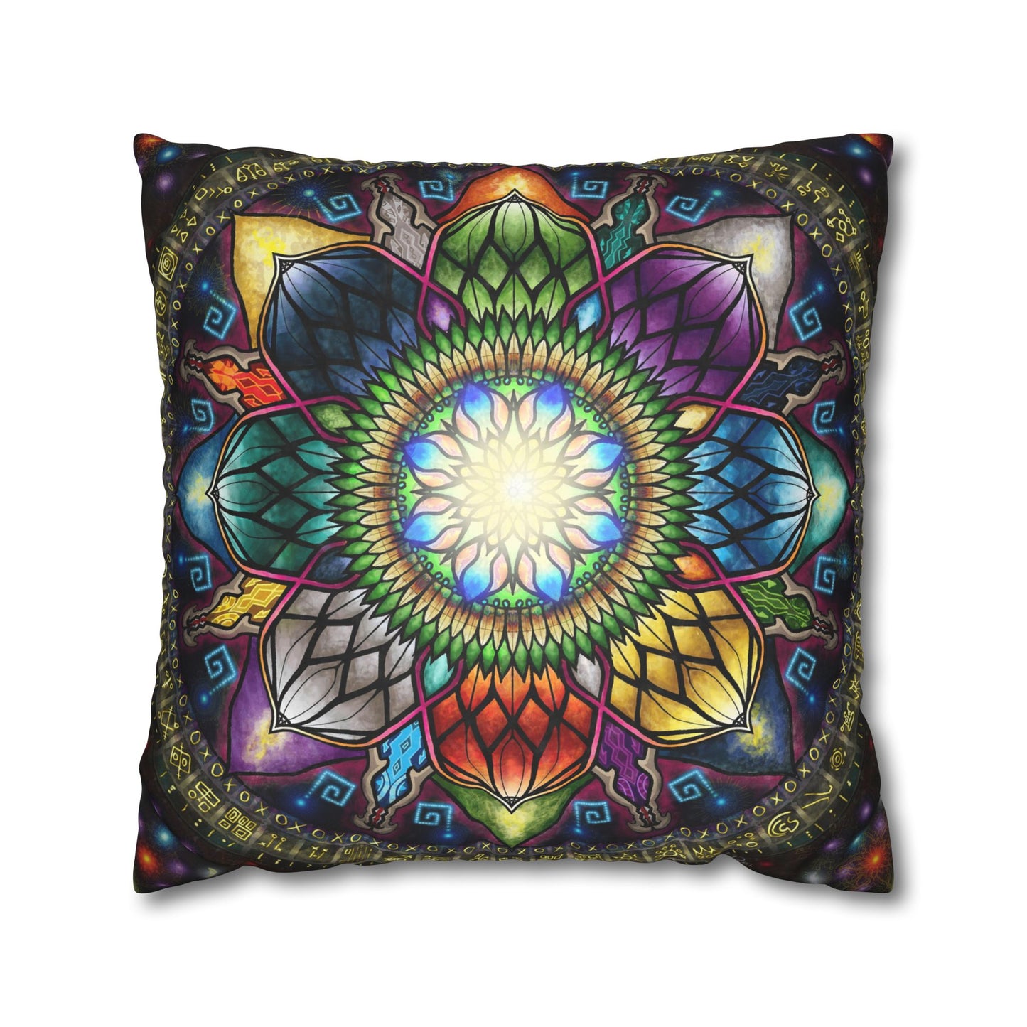 Pacio, Adam - Mystic Jewel Mandala - Suede Square Pillowcase