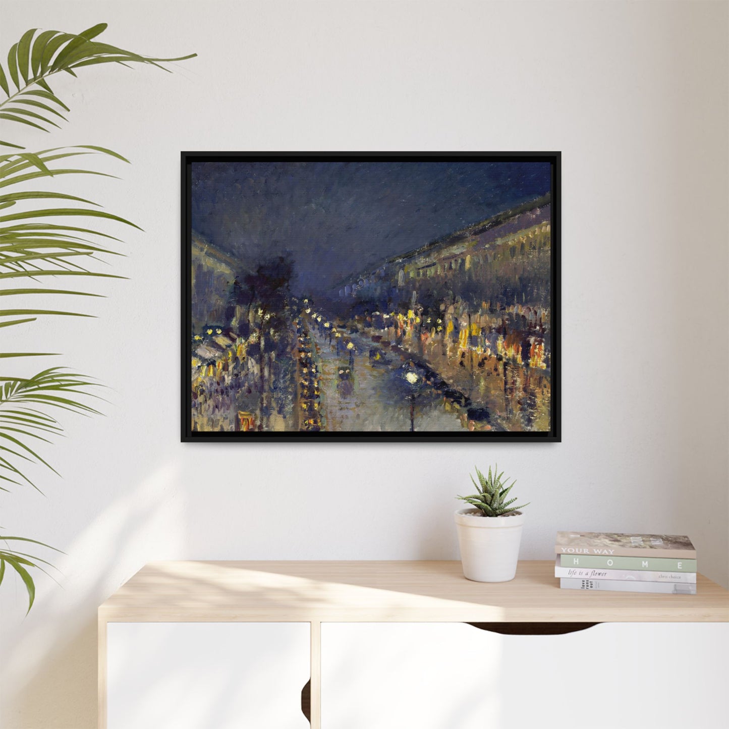 Pissarro, Camille - The Boulevard Montmartre At Night (1897) - Matte Canvas, Framed