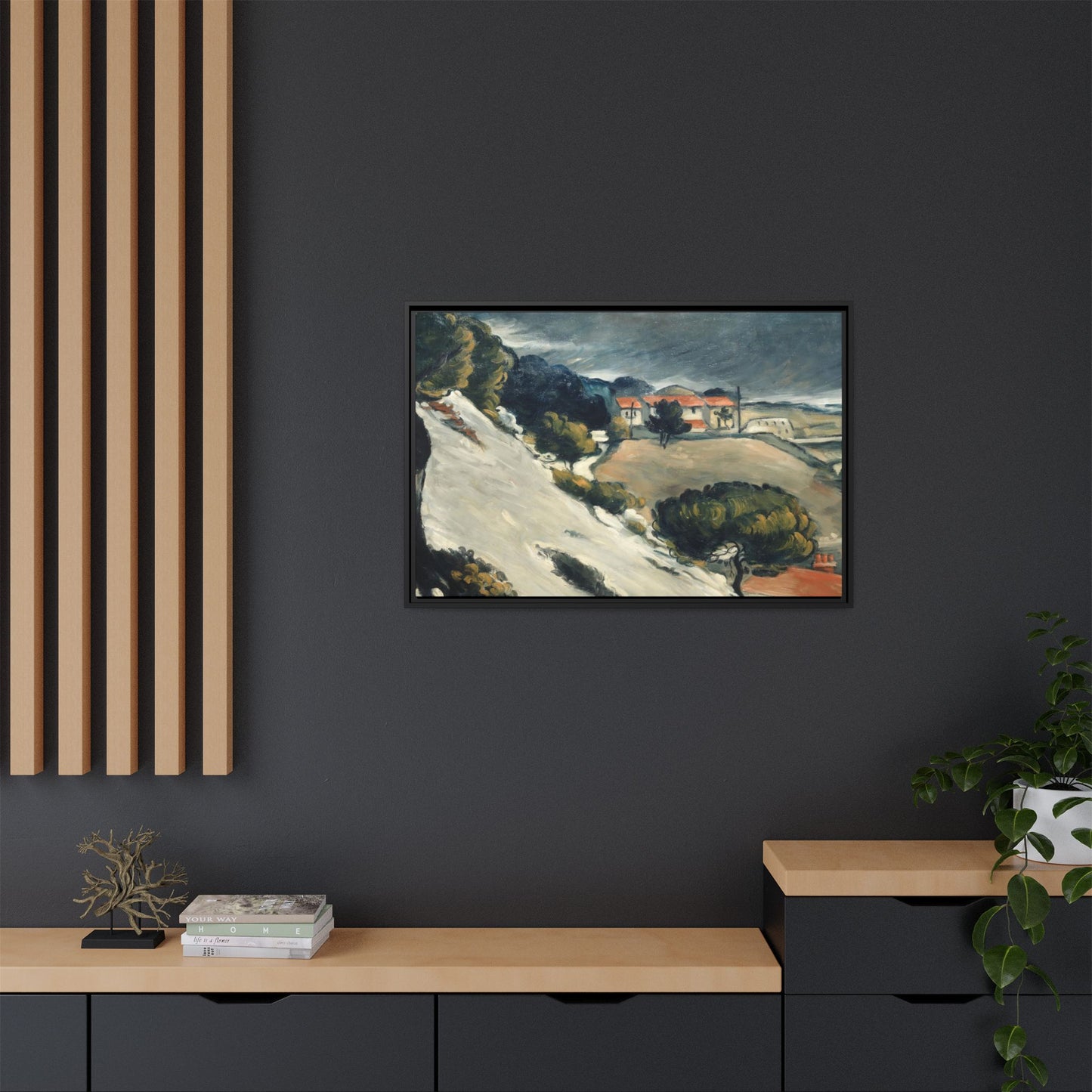 Cézanne, Paul - L’Estaque, Melting Snow (1870) - Matte Canvas, Framed