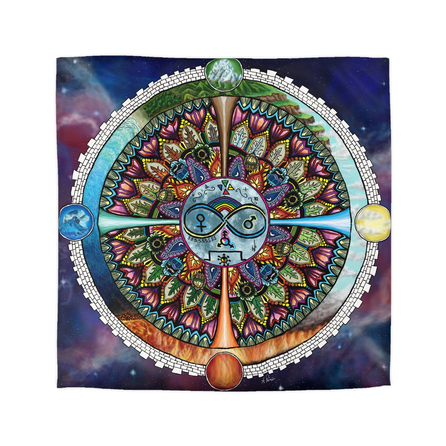 Lunar Rites Mandala - Microfiber Duvet Cover