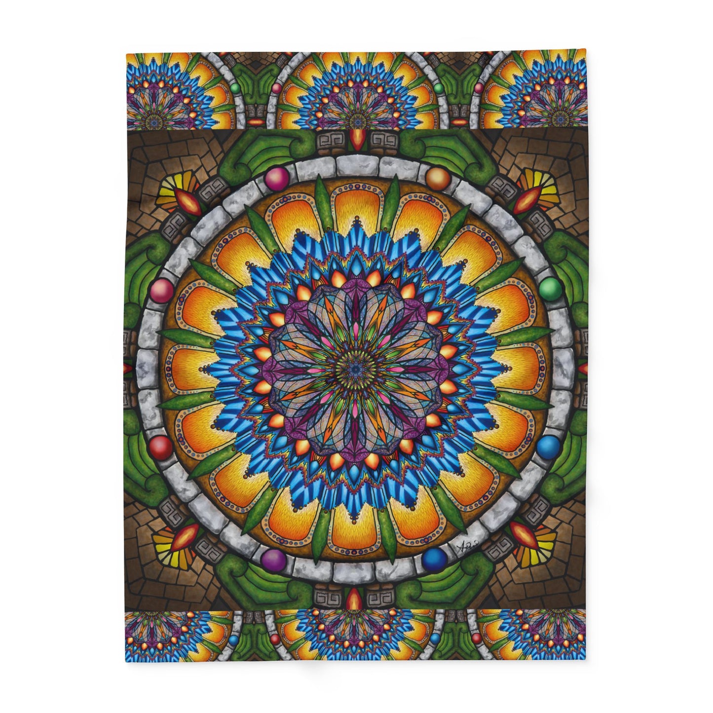 Pacio, Adam - Emerald Arrows Mandala - Arctic Fleece Blanket