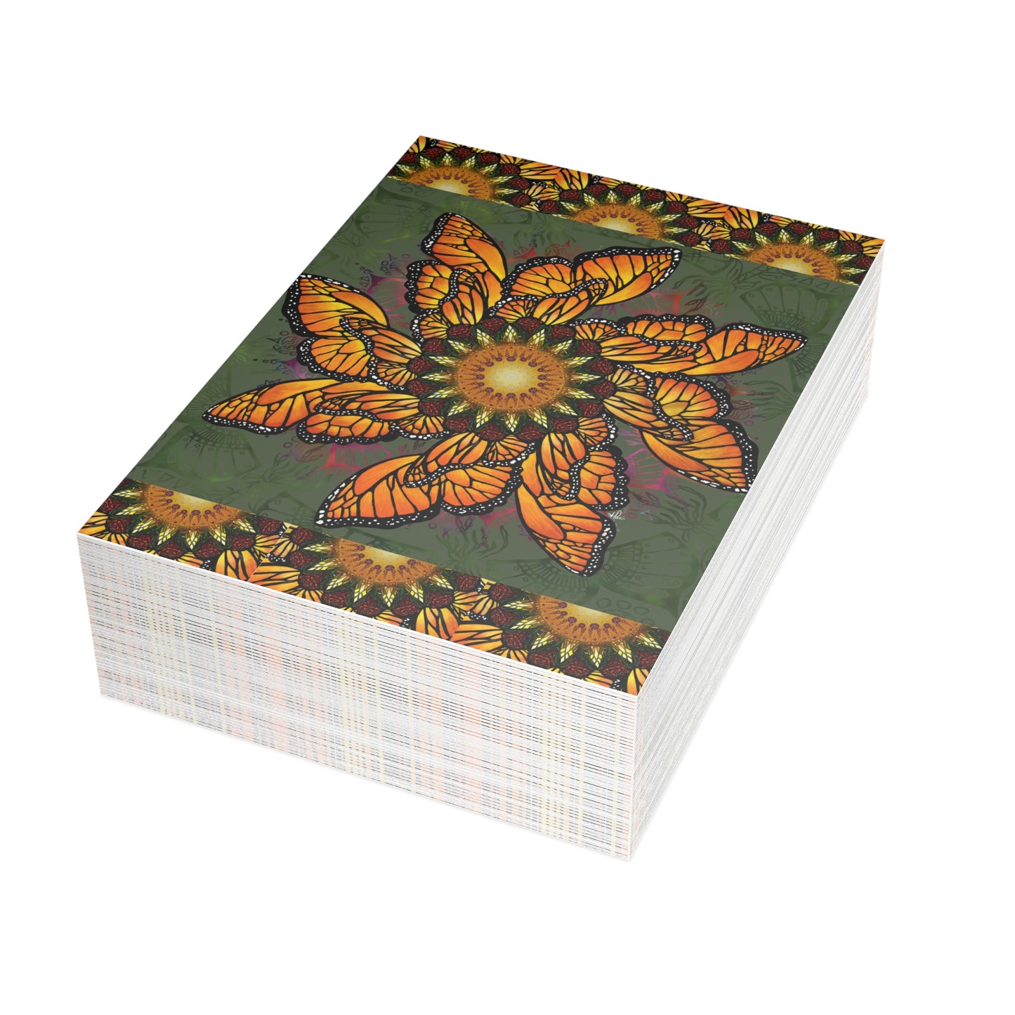 Pacio, Adam - Monarch Butterfly Mandala - Postcard Bundles with Envelopes Included