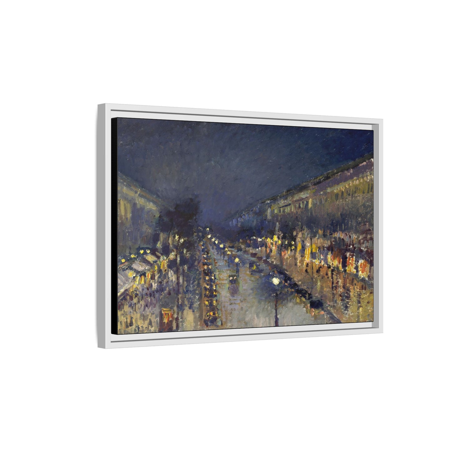 Pissarro, Camille - The Boulevard Montmartre At Night (1897) - Matte Canvas, Framed