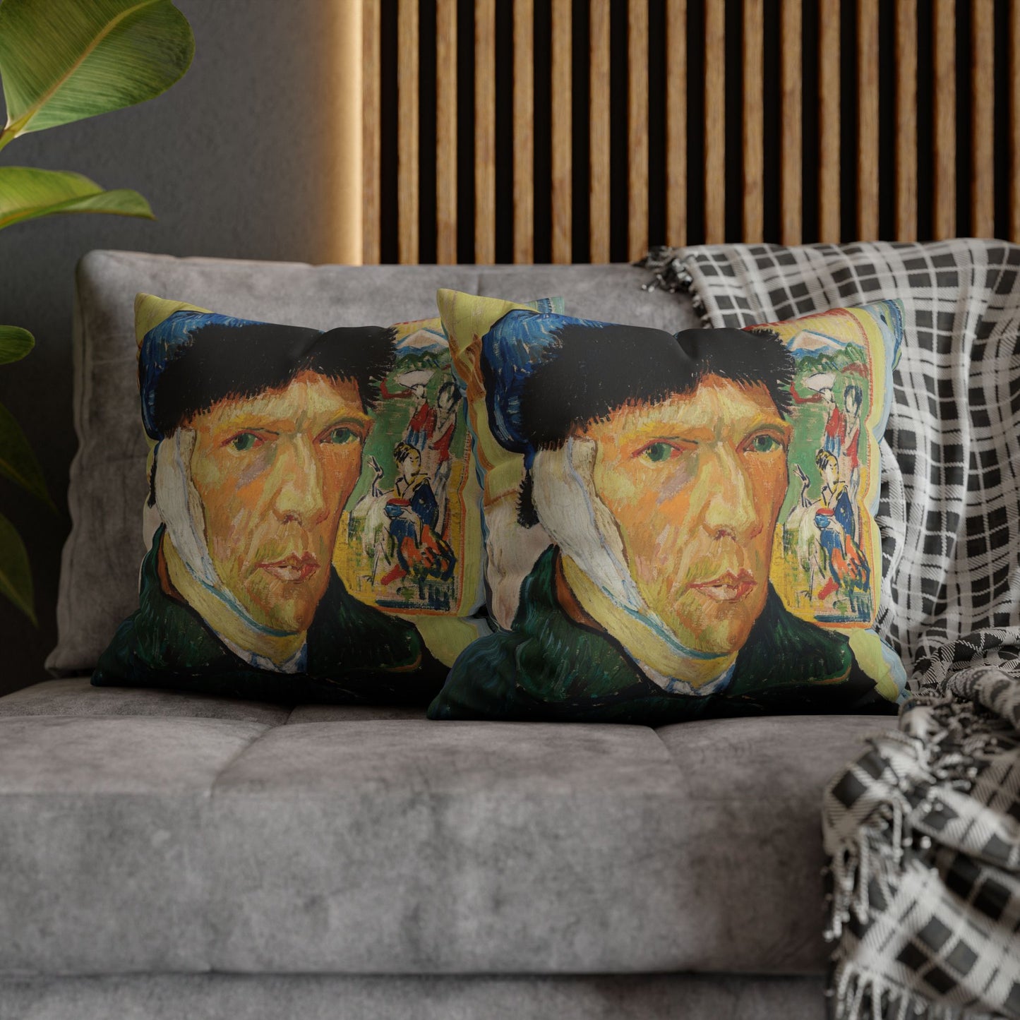 Van Gogh, Vincent - Self Portrait with Bandaged Ear (1889) - Suede Square Pillowcase