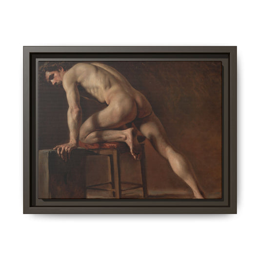Courbet, Gustave - Study of a Nude Man (1840) - Matte Canvas, Framed