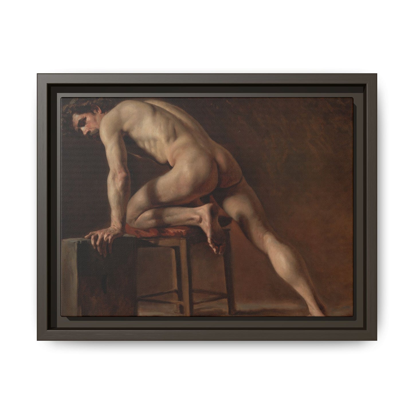 Courbet, Gustave - Study of a Nude Man (1840) - Matte Canvas, Framed