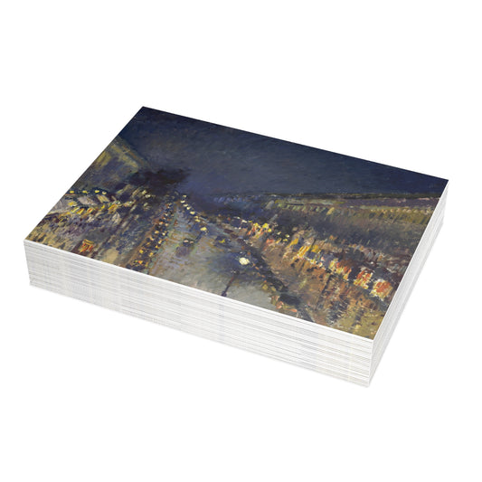 Pissarro, Camille - The Boulevard Montmartre At Night (1897) - Postcard Bundles with Envelopes Included