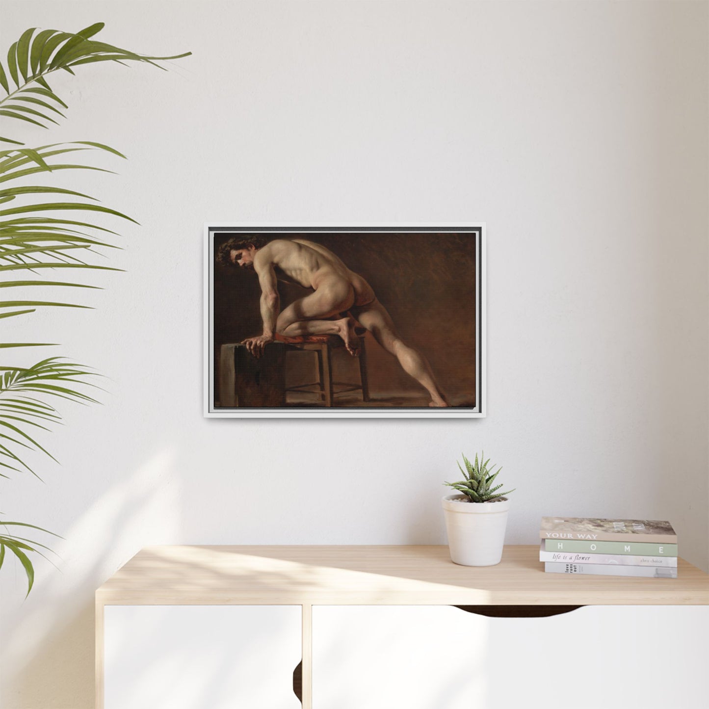 Courbet, Gustave - Study of a Nude Man (1840) - Matte Canvas, Framed