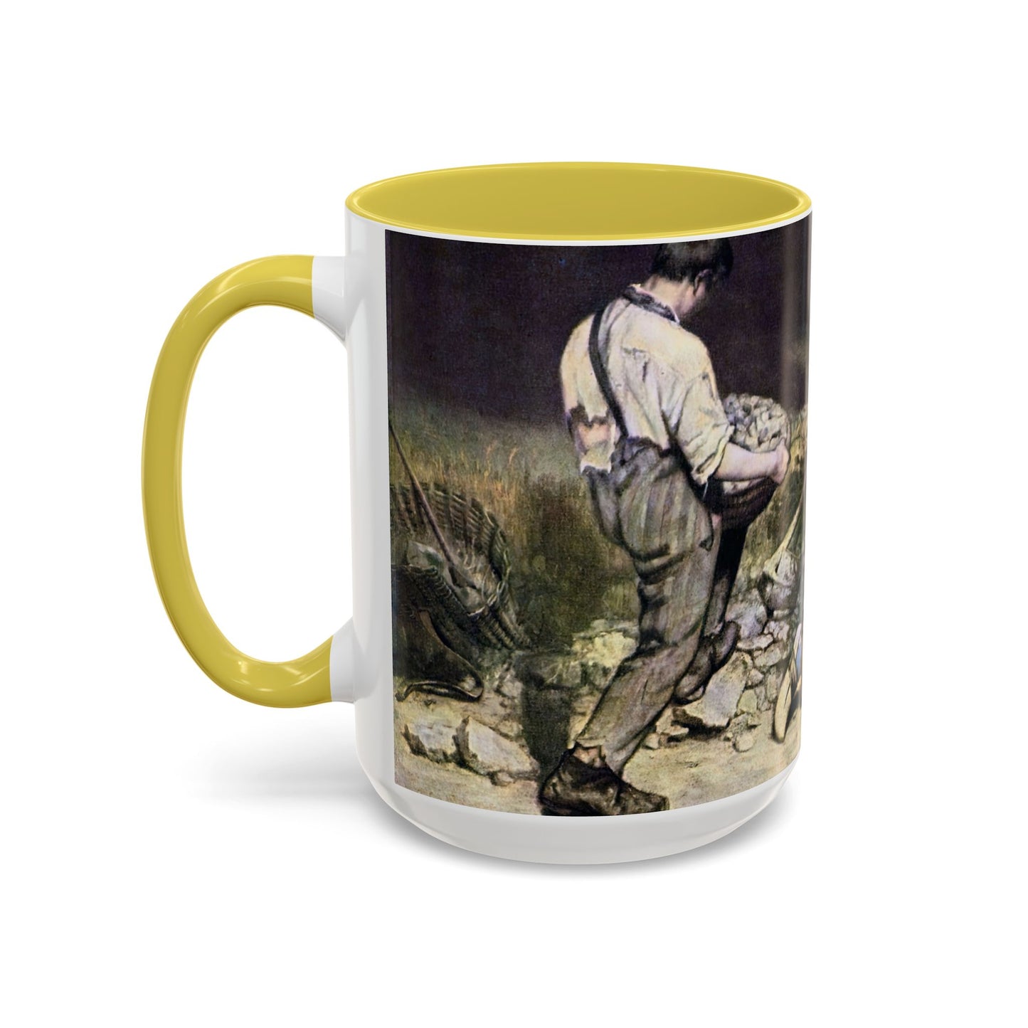 Courbet, Gustave - The Stone Breakers (1850) - Colorful Accent Mugs