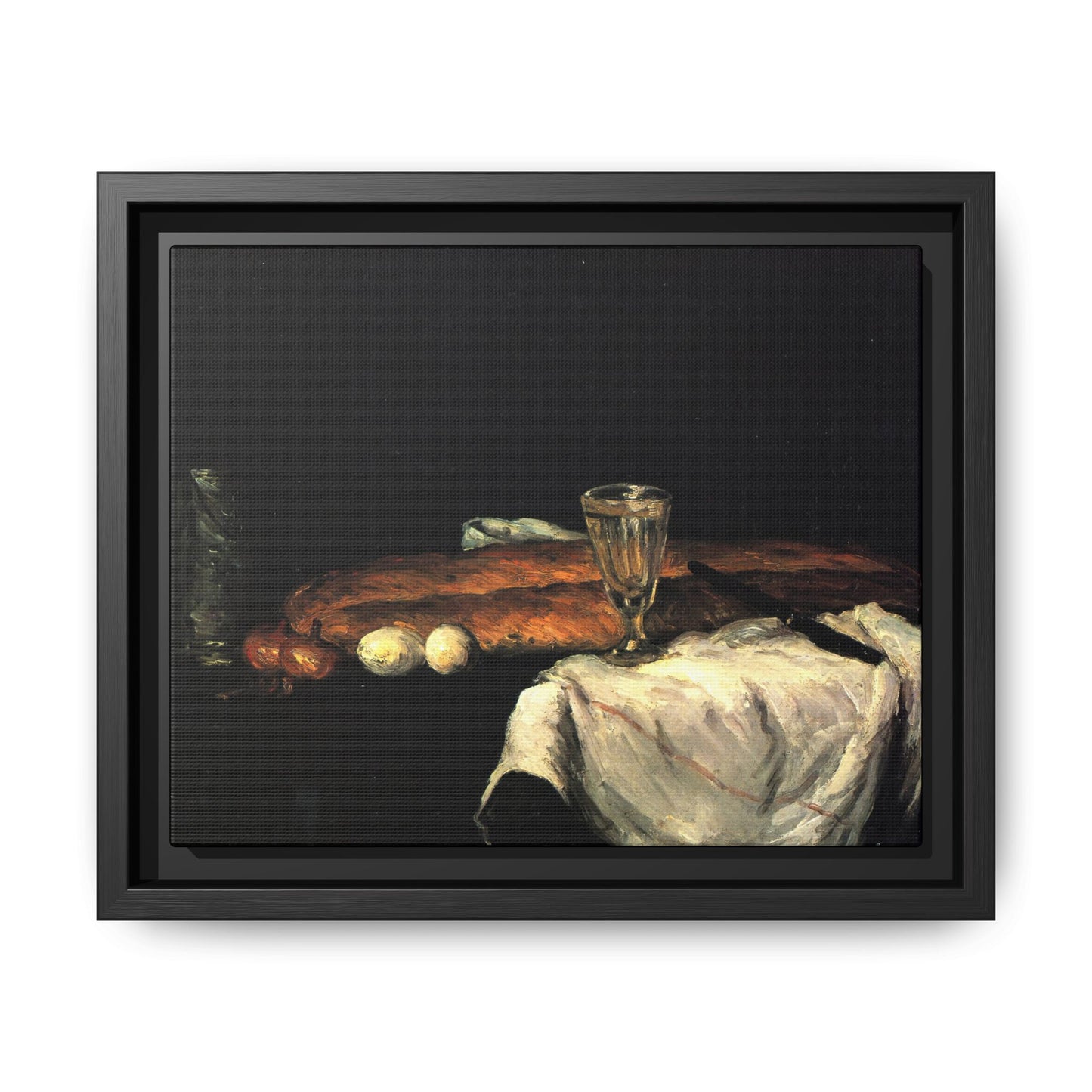 Cézanne, Paul - Still Life with Bread and Eggs (1865) - Matte Canvas, Framed